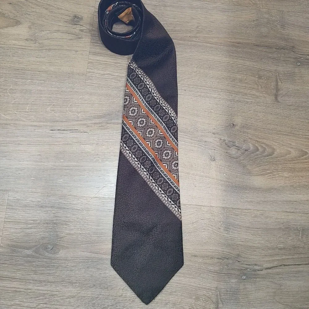 Sid Robbins VINTAGE MENS TIE BROWN GOLD‎ 57